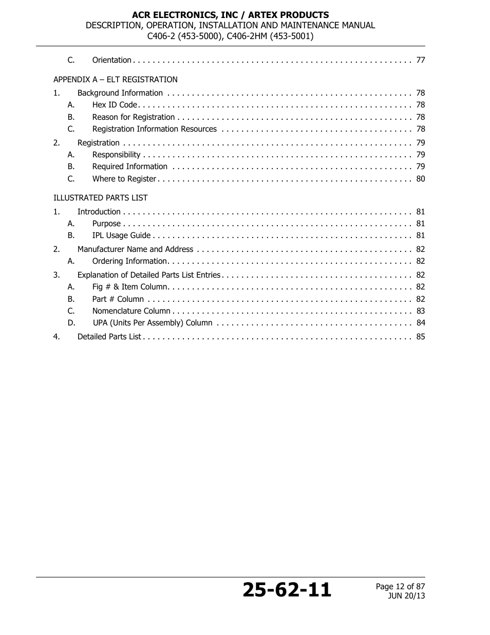 ACR&Artex C406-2 HM User Manual | Page 12 / 87