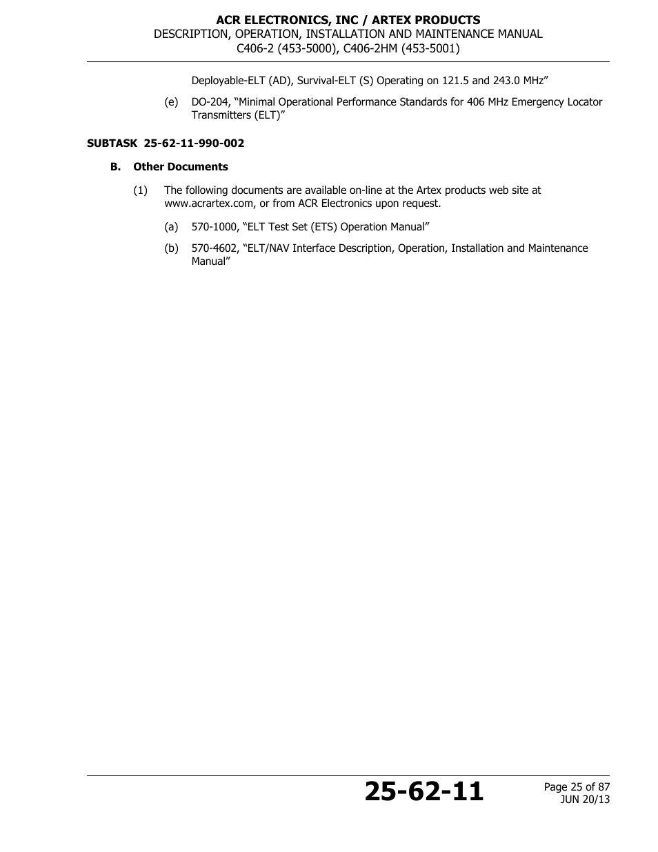 B. other documents | ACR&Artex C406-2 HM User Manual | Page 25 / 87