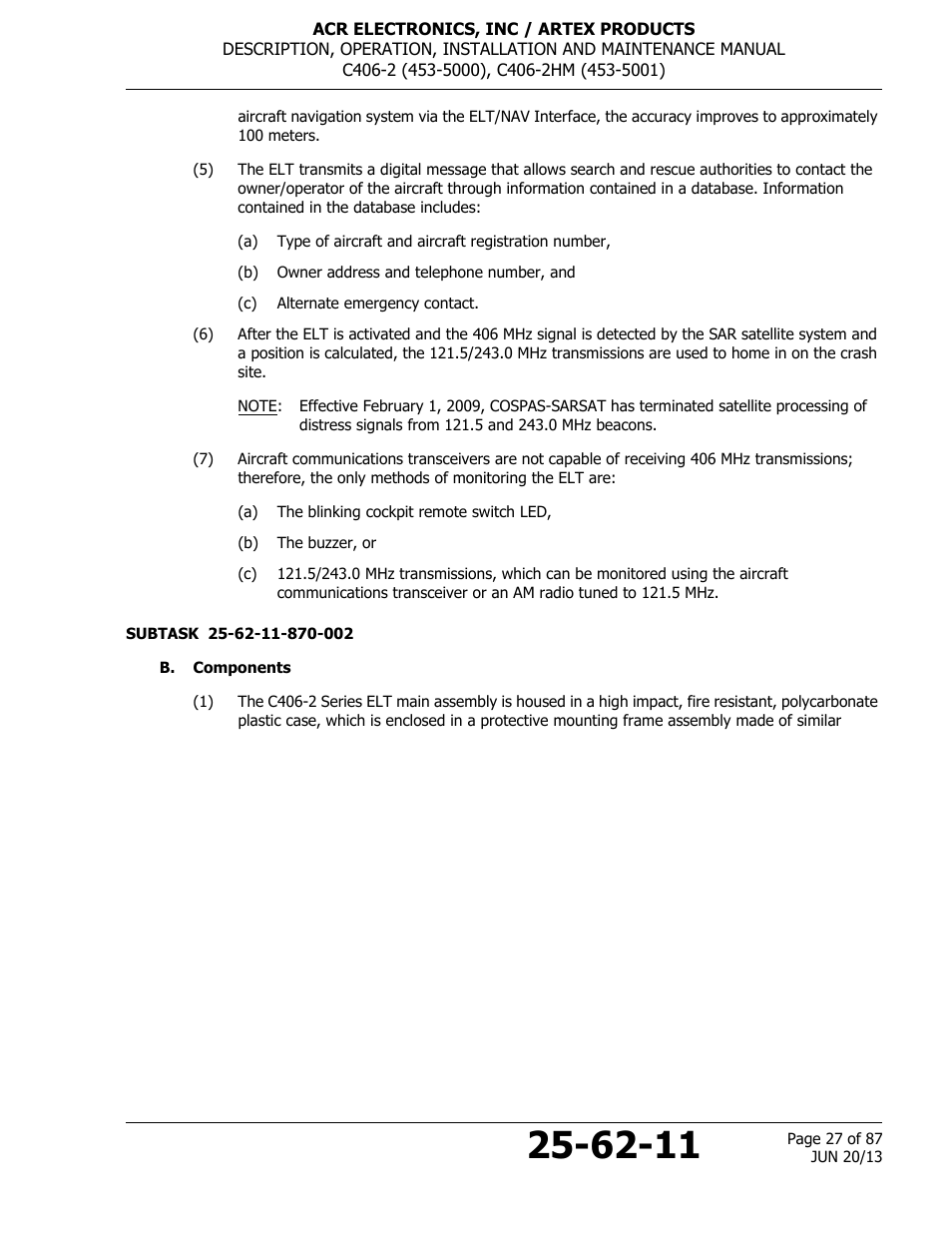 B. components | ACR&Artex C406-2 HM User Manual | Page 27 / 87