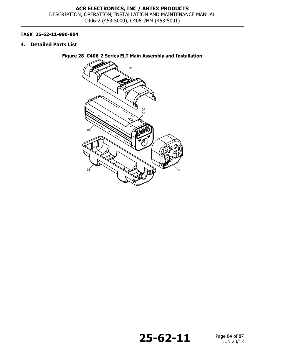 Detailed parts list | ACR&Artex C406-2 HM User Manual | Page 84 / 87