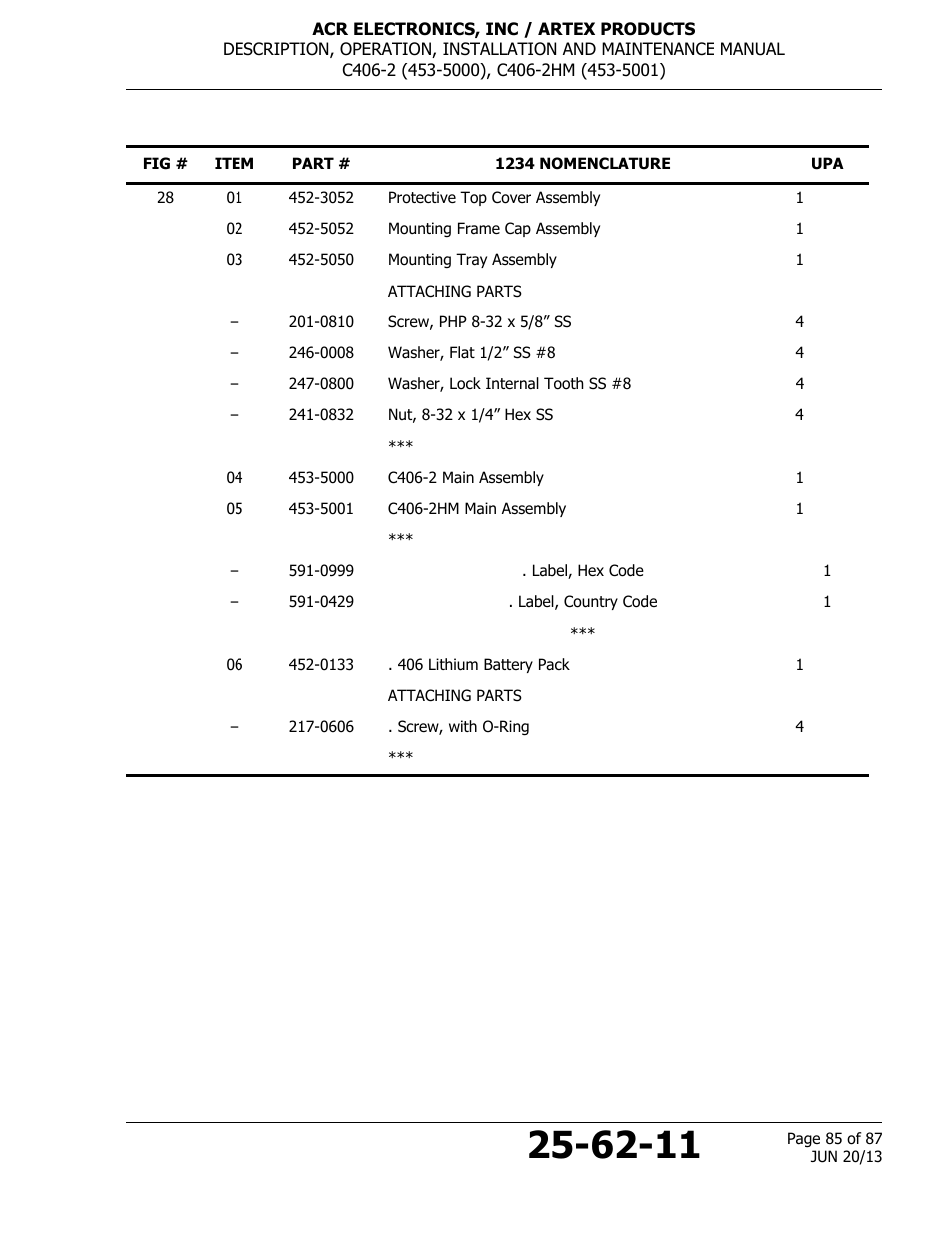 ACR&Artex C406-2 HM User Manual | Page 85 / 87