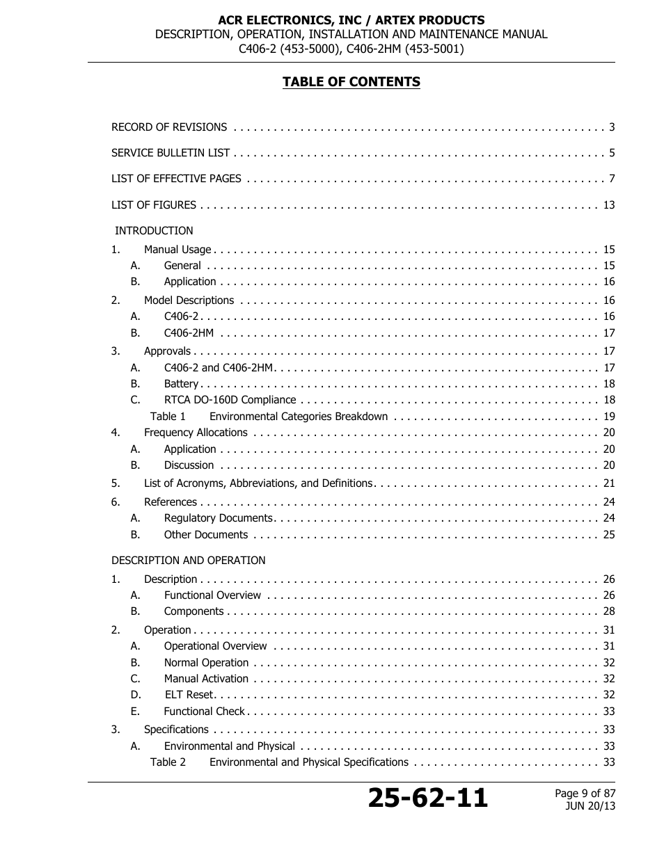 ACR&Artex C406-2 HM User Manual | Page 9 / 87