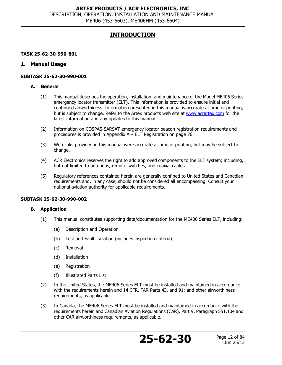 Introduction, Manual usage, A. general | B. application | ACR&Artex ME406 HM User Manual | Page 12 / 84