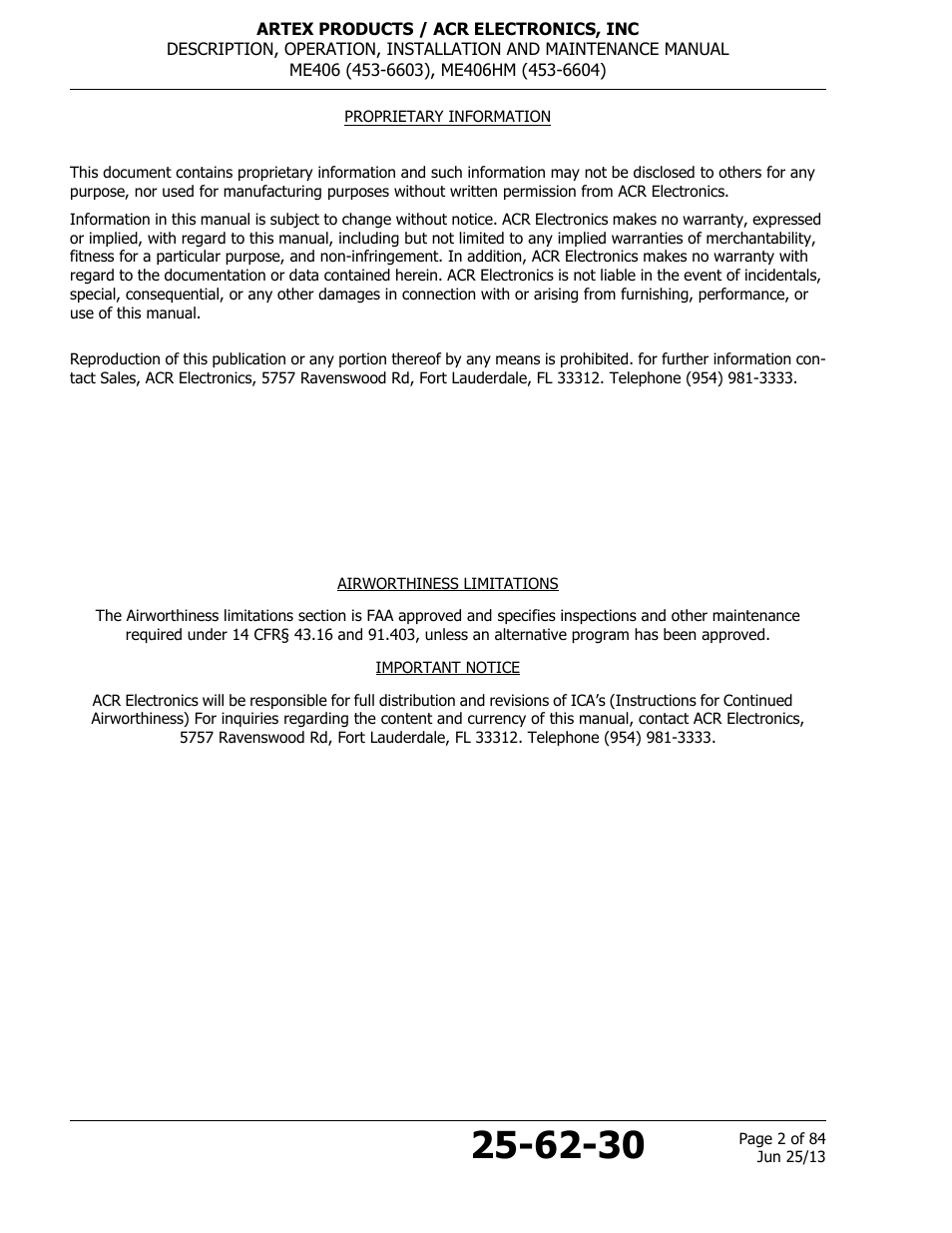 ACR&Artex ME406 HM User Manual | Page 2 / 84
