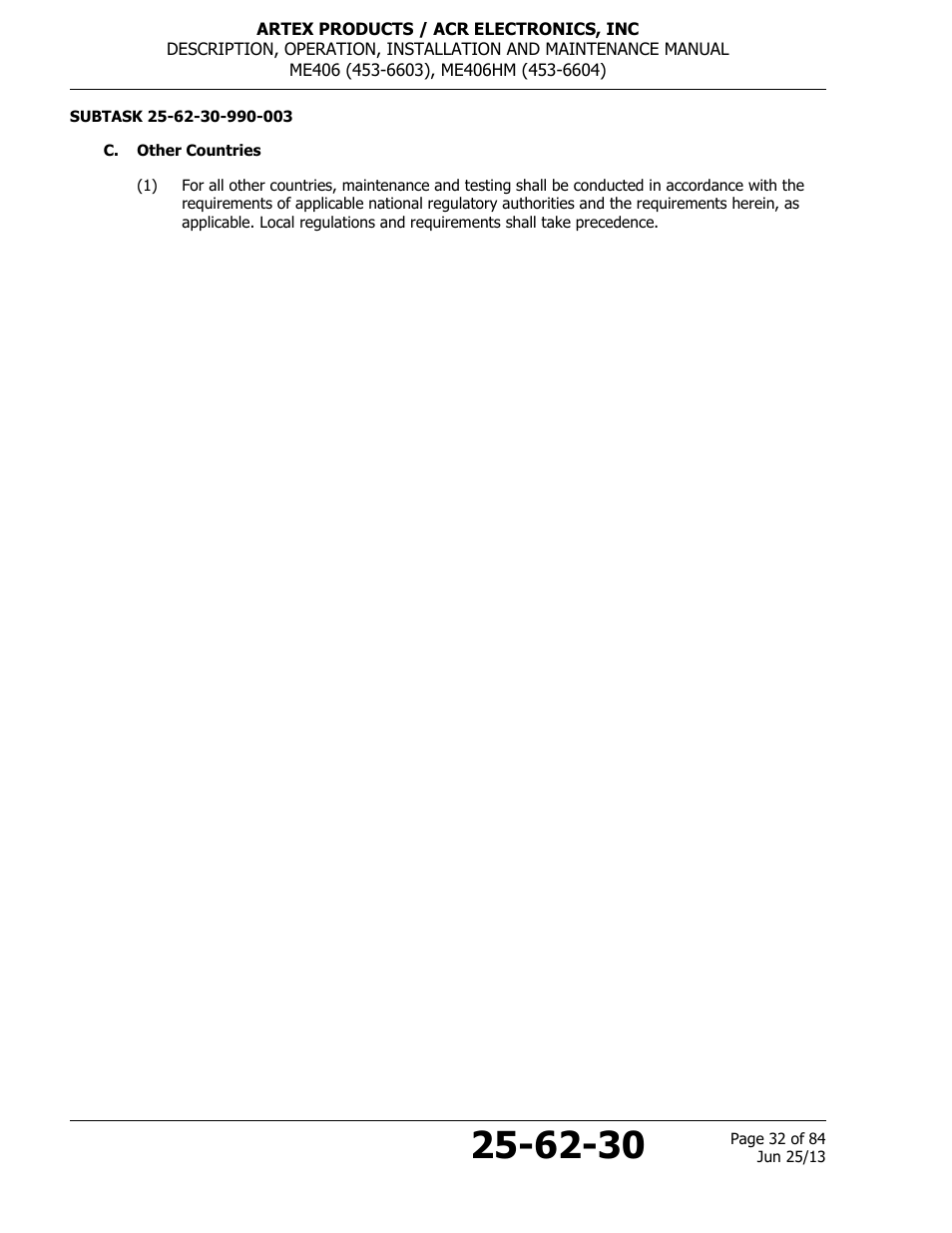 C. other countries | ACR&Artex ME406 HM User Manual | Page 32 / 84