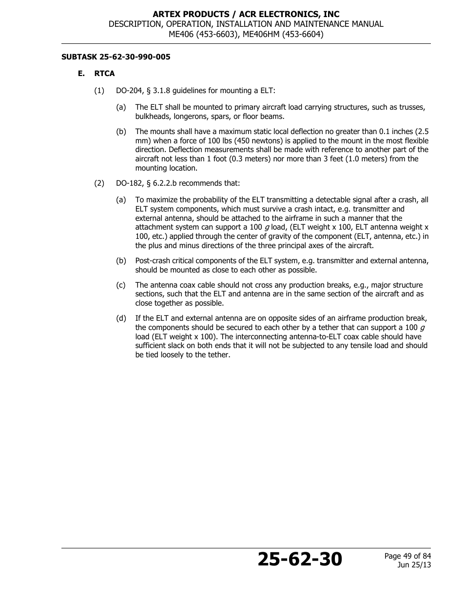 E. rtca | ACR&Artex ME406 HM User Manual | Page 49 / 84