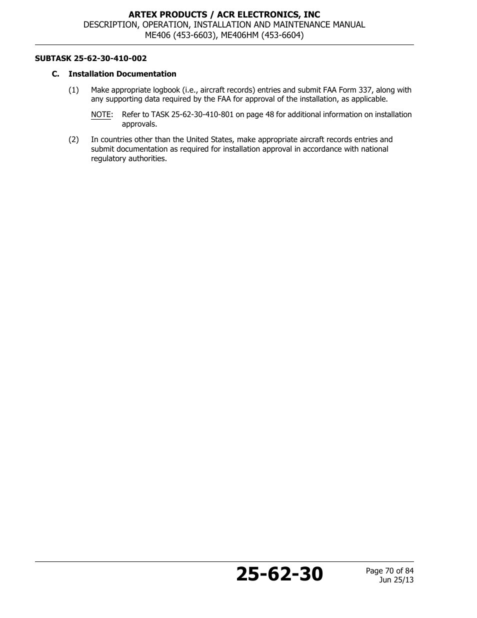 C. installation documentation | ACR&Artex ME406 HM User Manual | Page 70 / 84