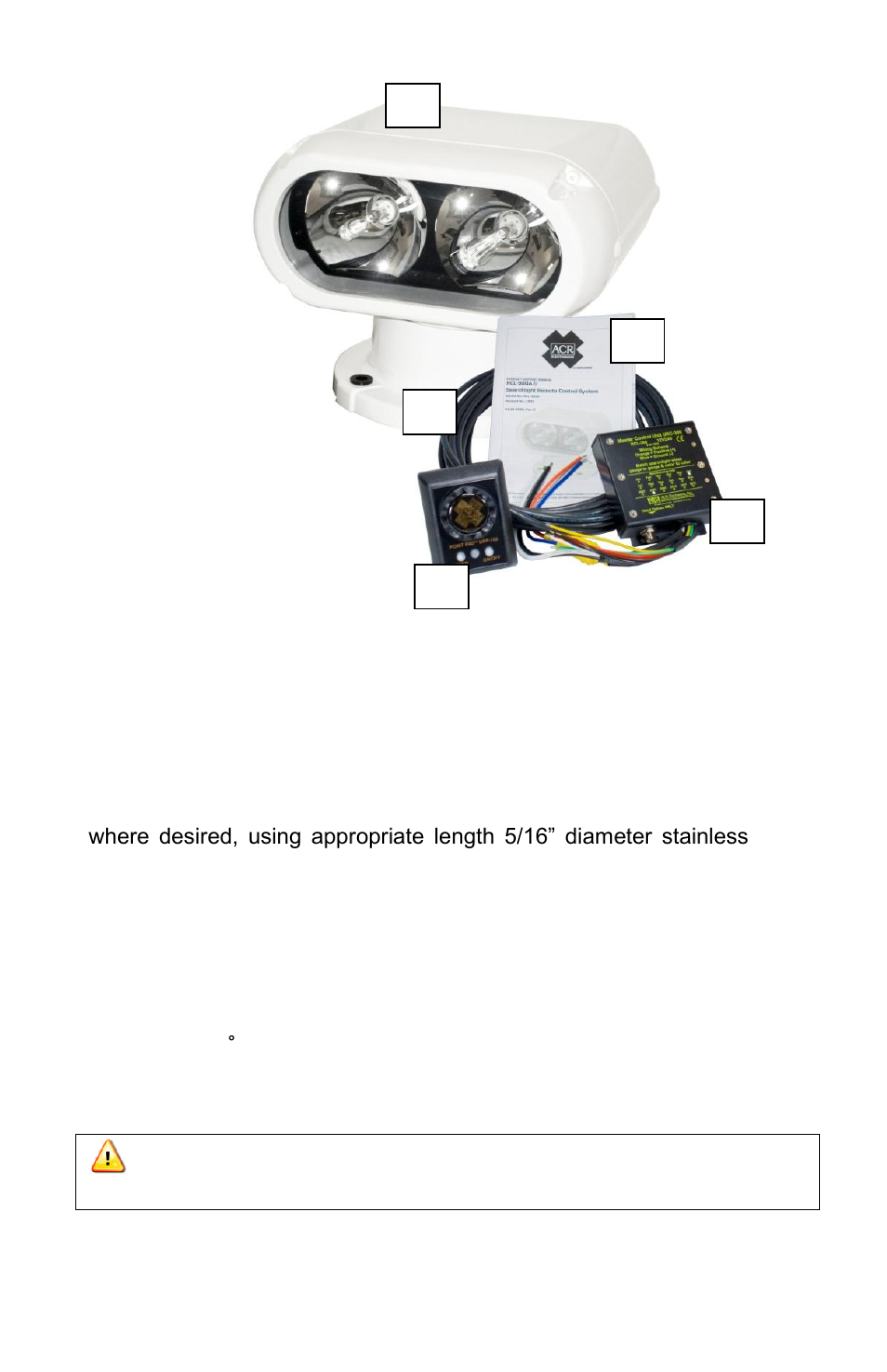 Section 2 - searchlight mounting | ACR&Artex RCL-300A User Manual | Page 5 / 16