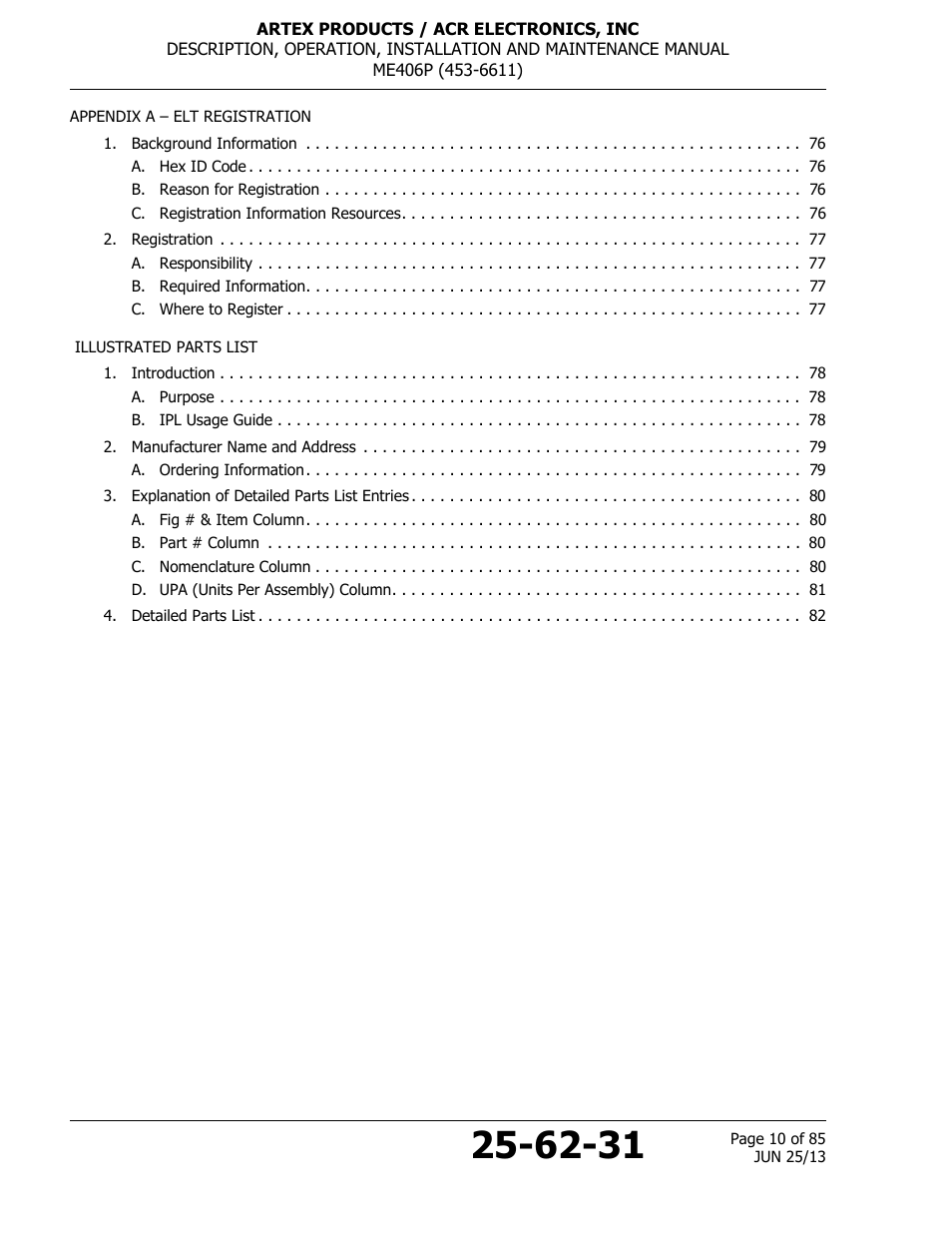 ACR&Artex ME406 Portable ELT User Manual | Page 10 / 85