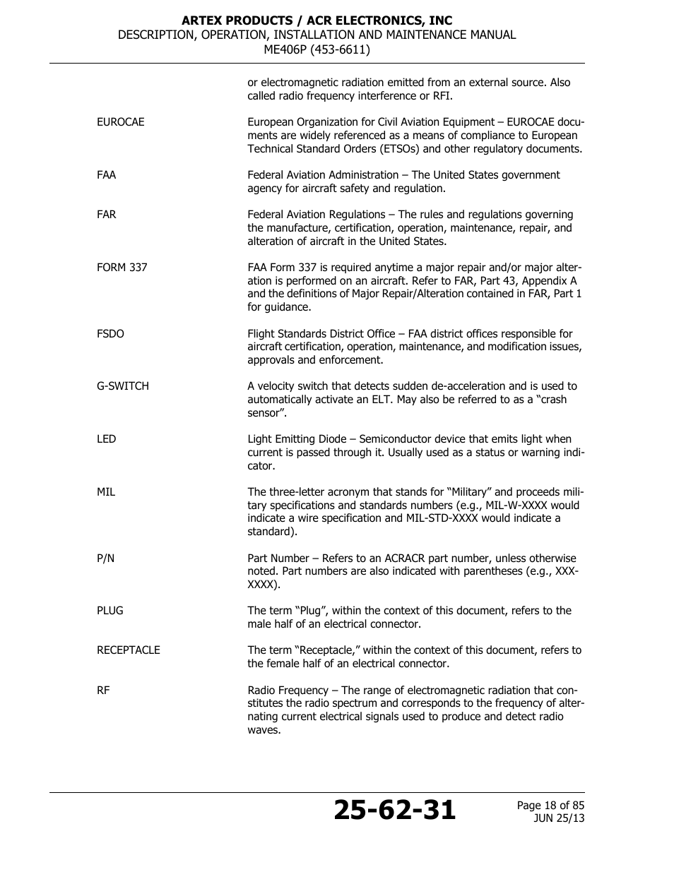 ACR&Artex ME406 Portable ELT User Manual | Page 18 / 85