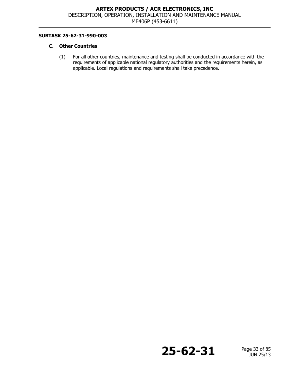 C. other countries | ACR&Artex ME406 Portable ELT User Manual | Page 33 / 85