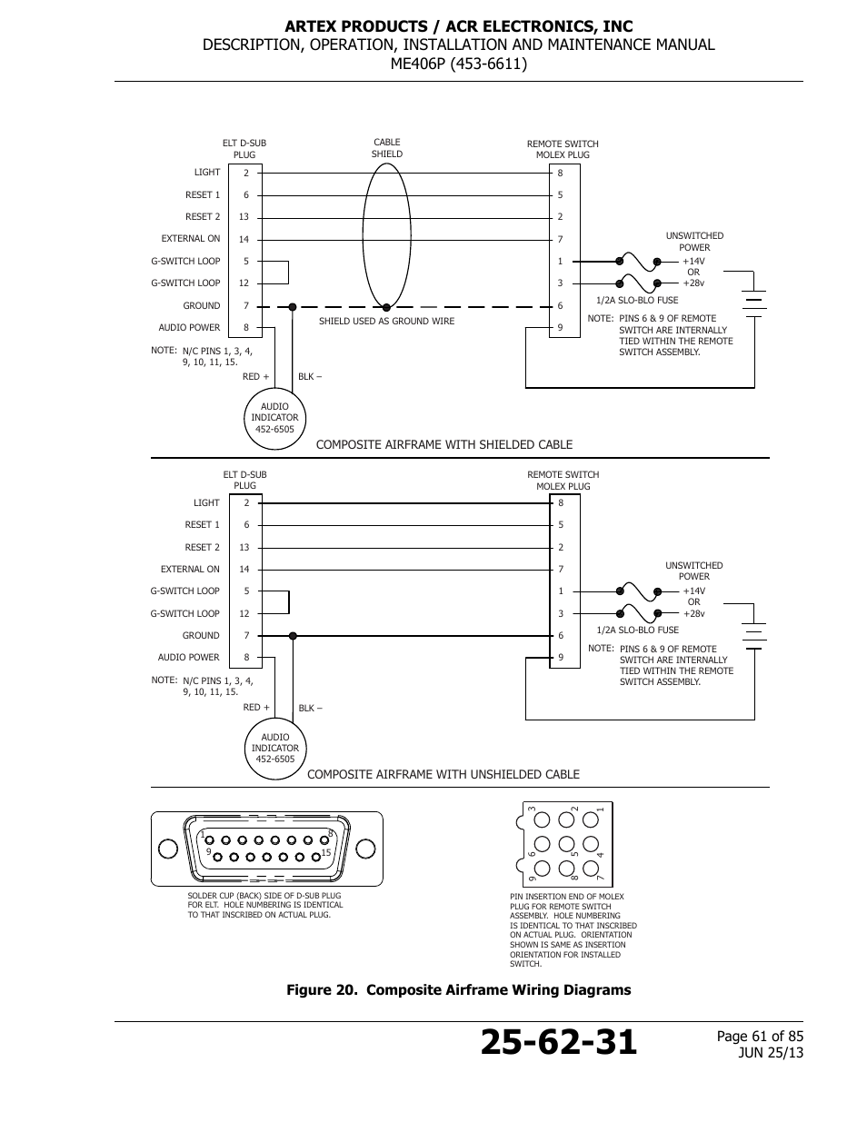 Figure 20. composite airframe wiring diagrams, Figure 20. composite airframe | ACR&Artex ME406 Portable ELT User Manual | Page 61 / 85