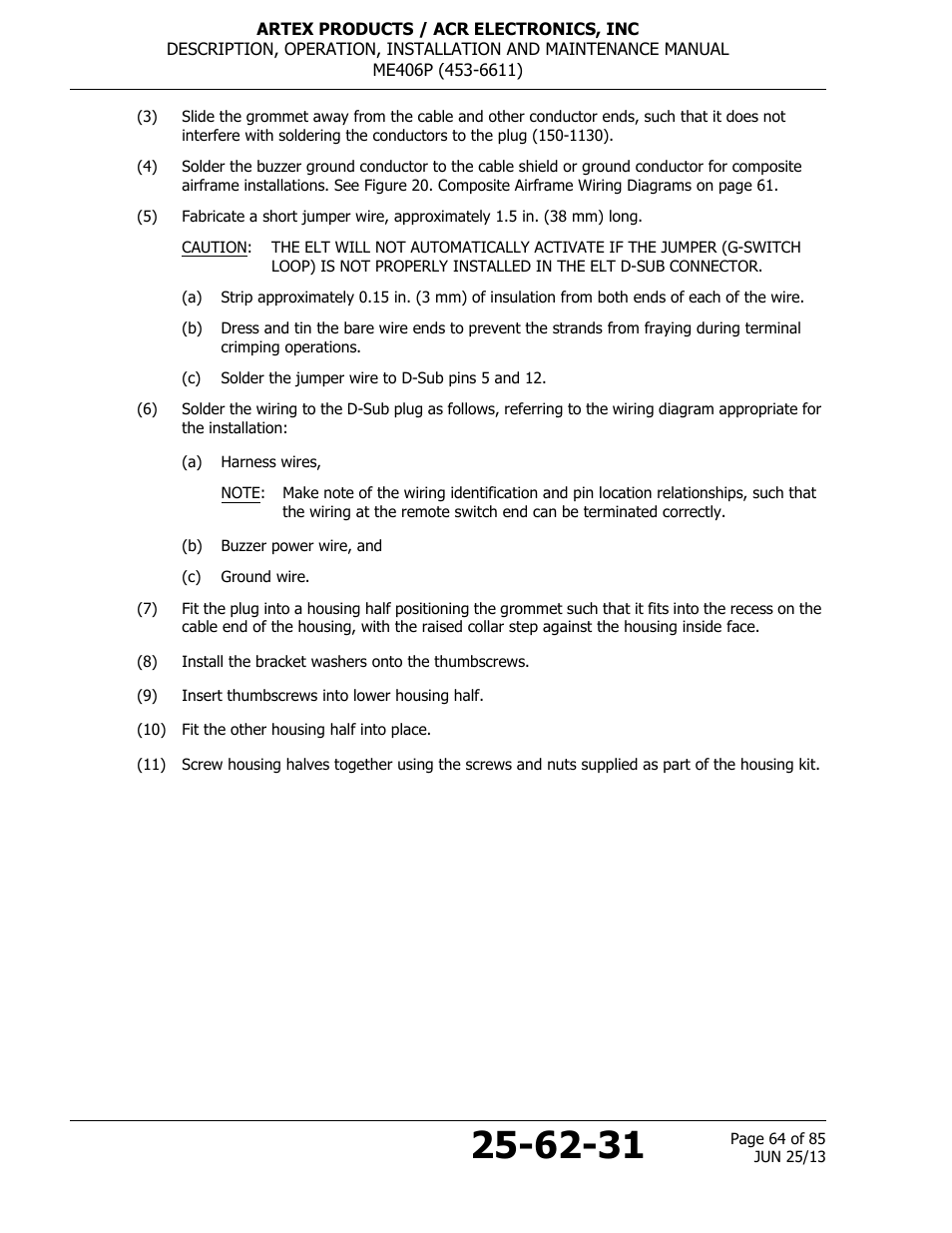 ACR&Artex ME406 Portable ELT User Manual | Page 64 / 85