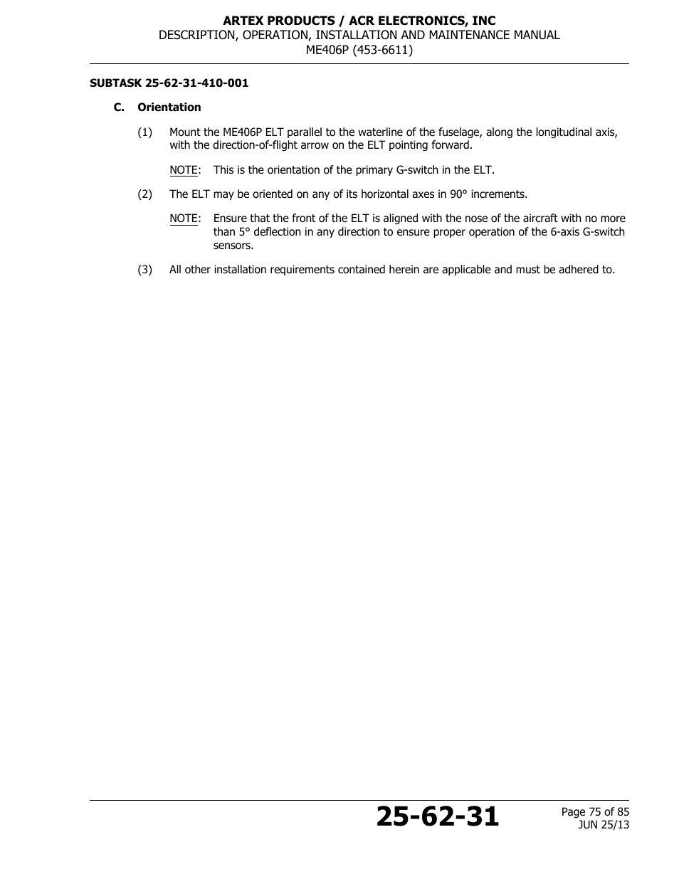 C. orientation | ACR&Artex ME406 Portable ELT User Manual | Page 75 / 85