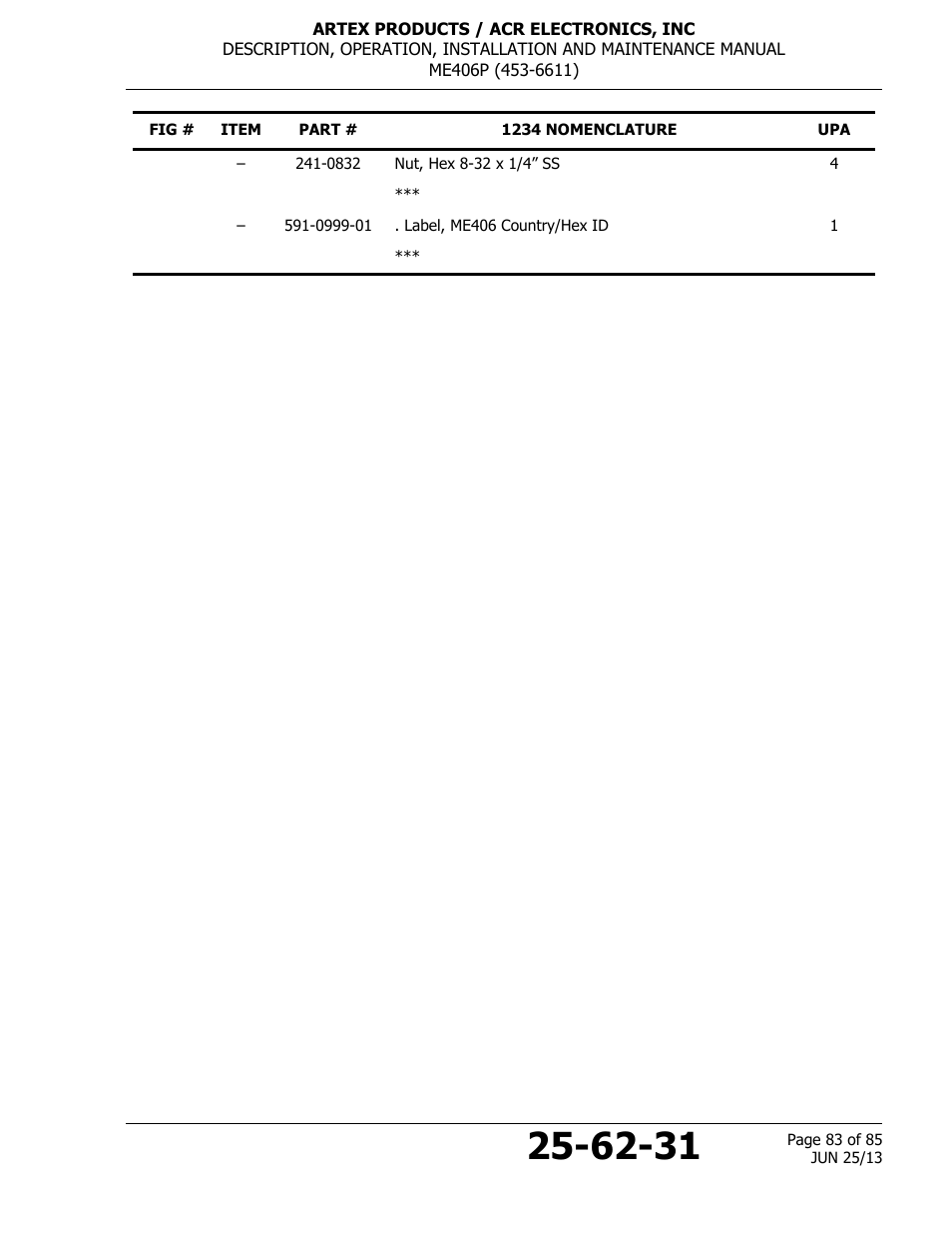 ACR&Artex ME406 Portable ELT User Manual | Page 83 / 85