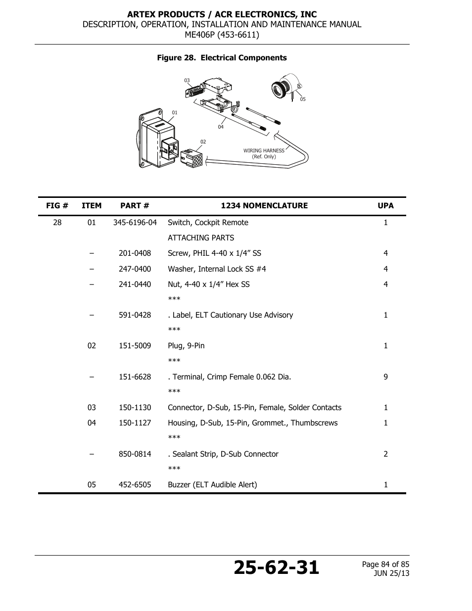 Figure 28. electrical components | ACR&Artex ME406 Portable ELT User Manual | Page 84 / 85