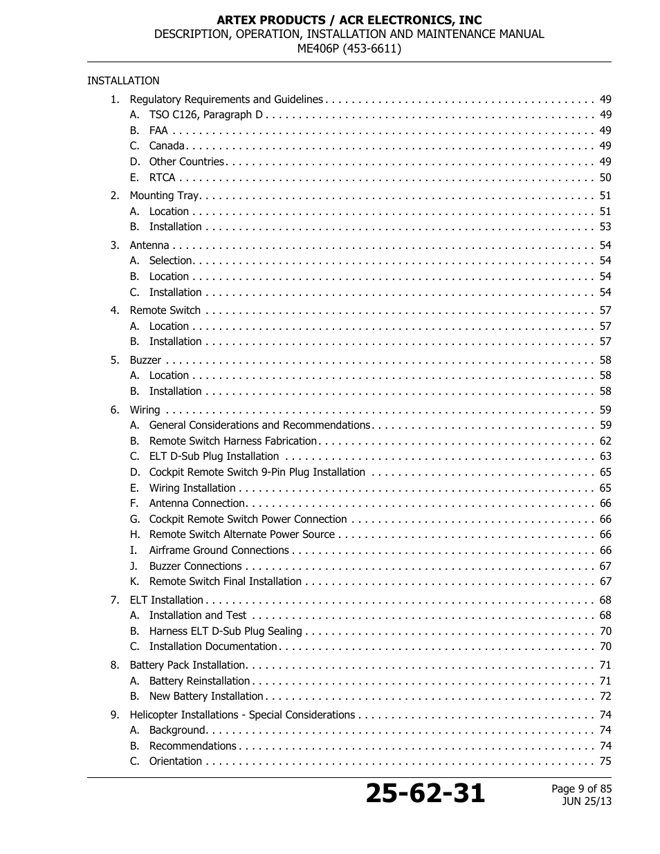 ACR&Artex ME406 Portable ELT User Manual | Page 9 / 85