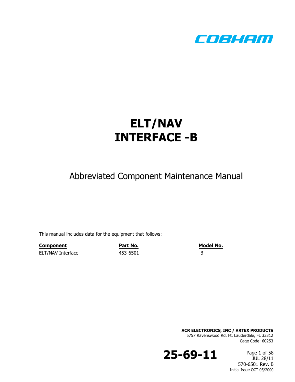ACR&Artex ELT to Nav Interface Boeing User Manual | 58 pages