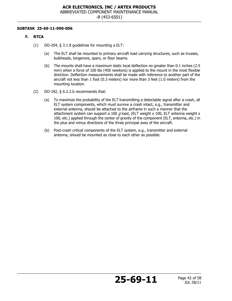 F. rtca | ACR&Artex ELT to Nav Interface Boeing User Manual | Page 42 / 58