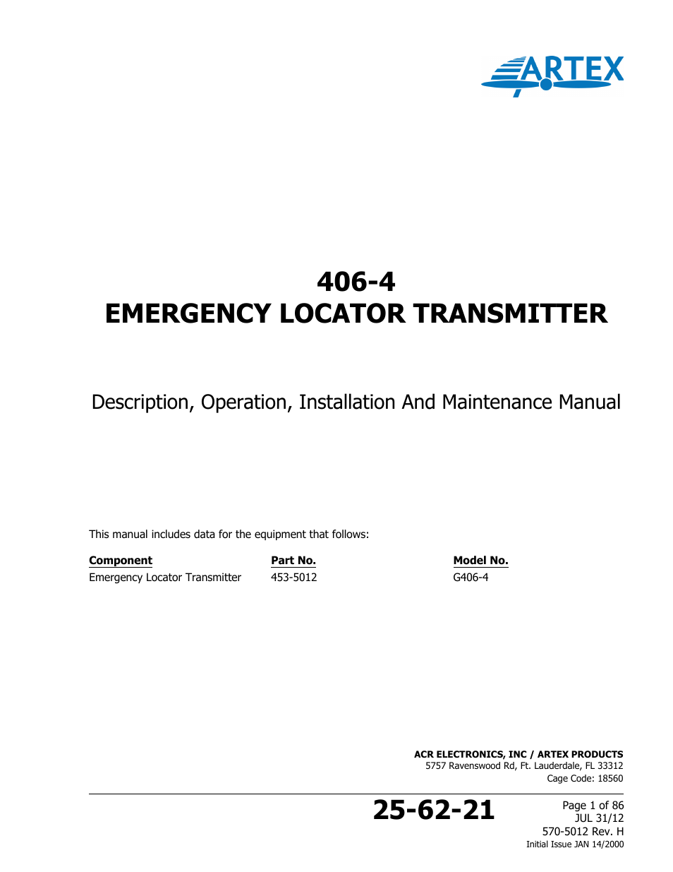 ACR&Artex G406-4 ELT User Manual | 86 pages