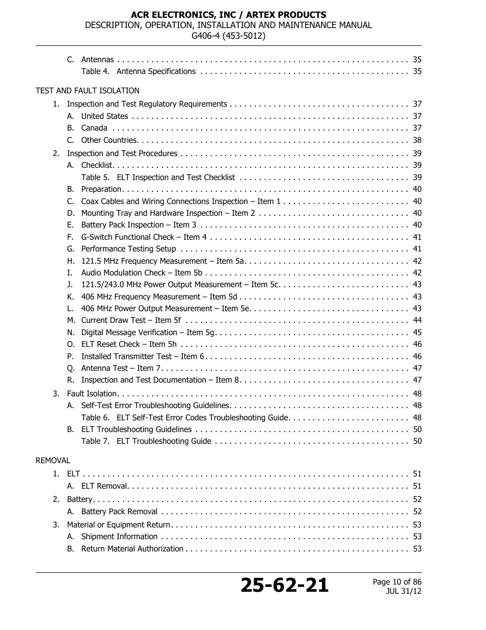 ACR&Artex G406-4 ELT User Manual | Page 10 / 86