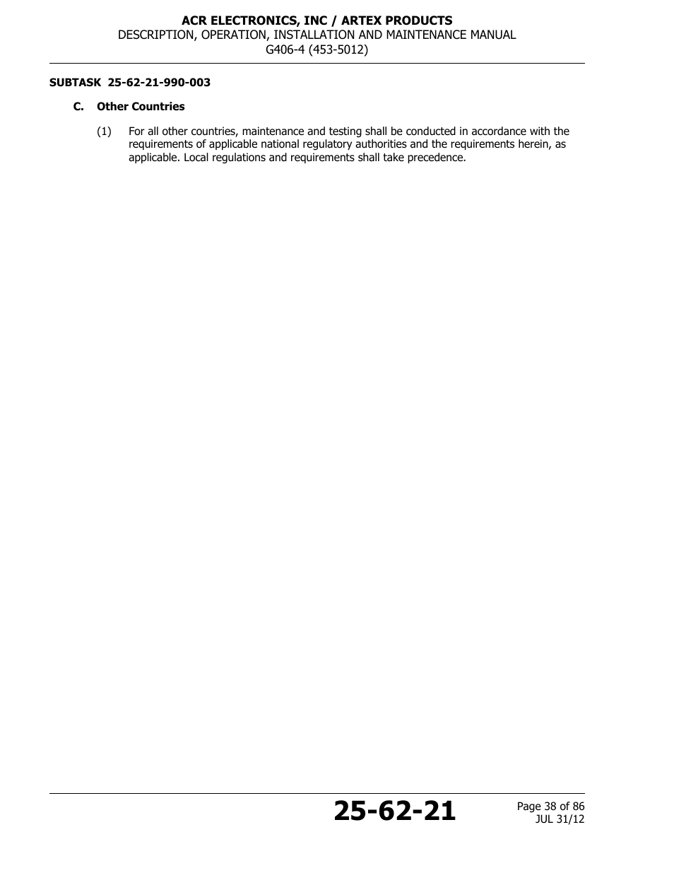 C. other countries | ACR&Artex G406-4 ELT User Manual | Page 38 / 86