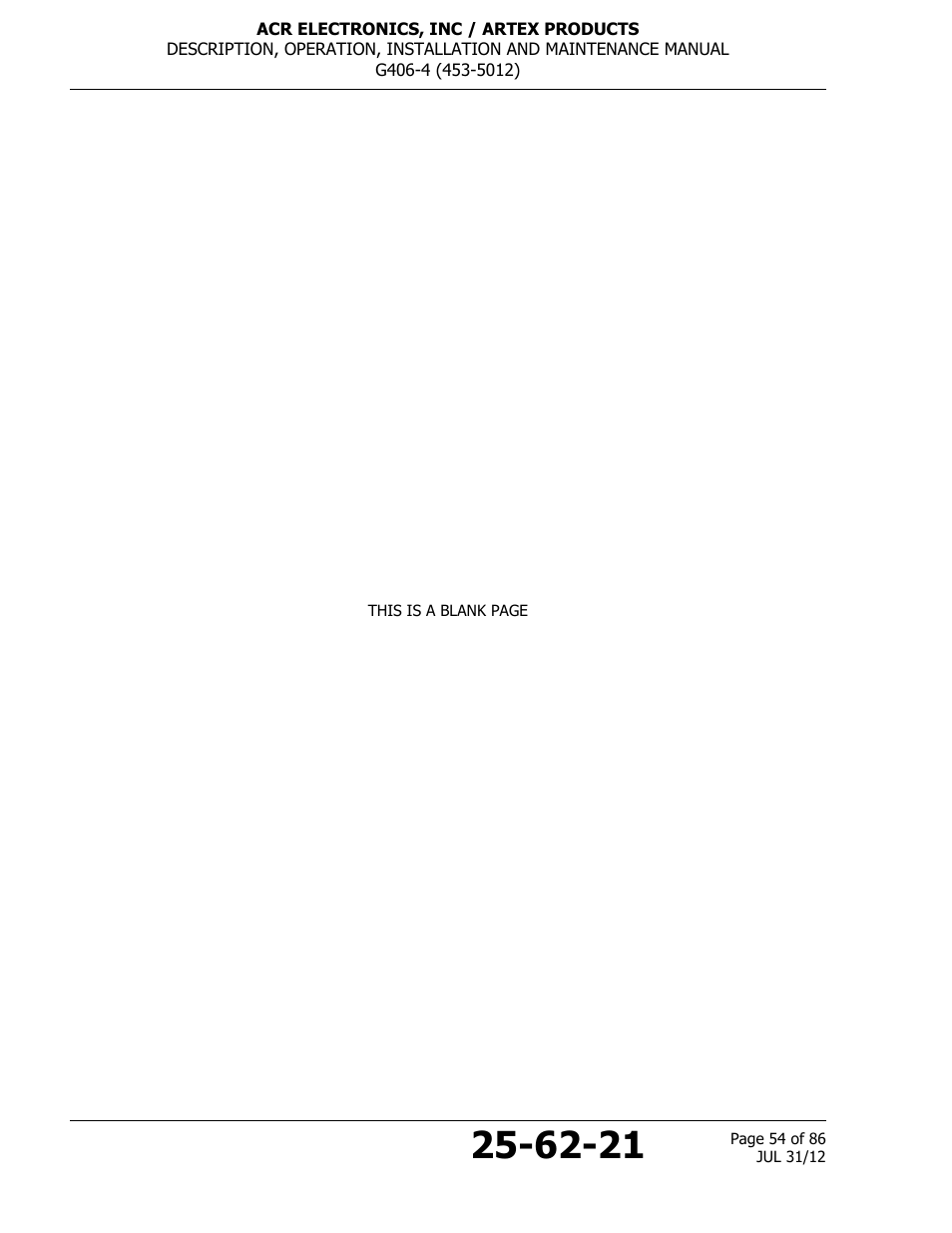 ACR&Artex G406-4 ELT User Manual | Page 54 / 86