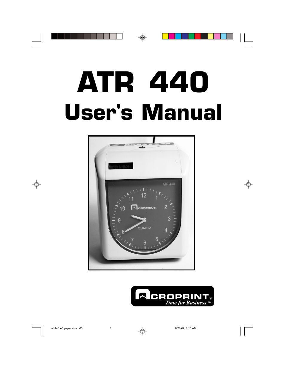 Acroprint ATR440 Payroll Recorder User Manual | 36 pages
