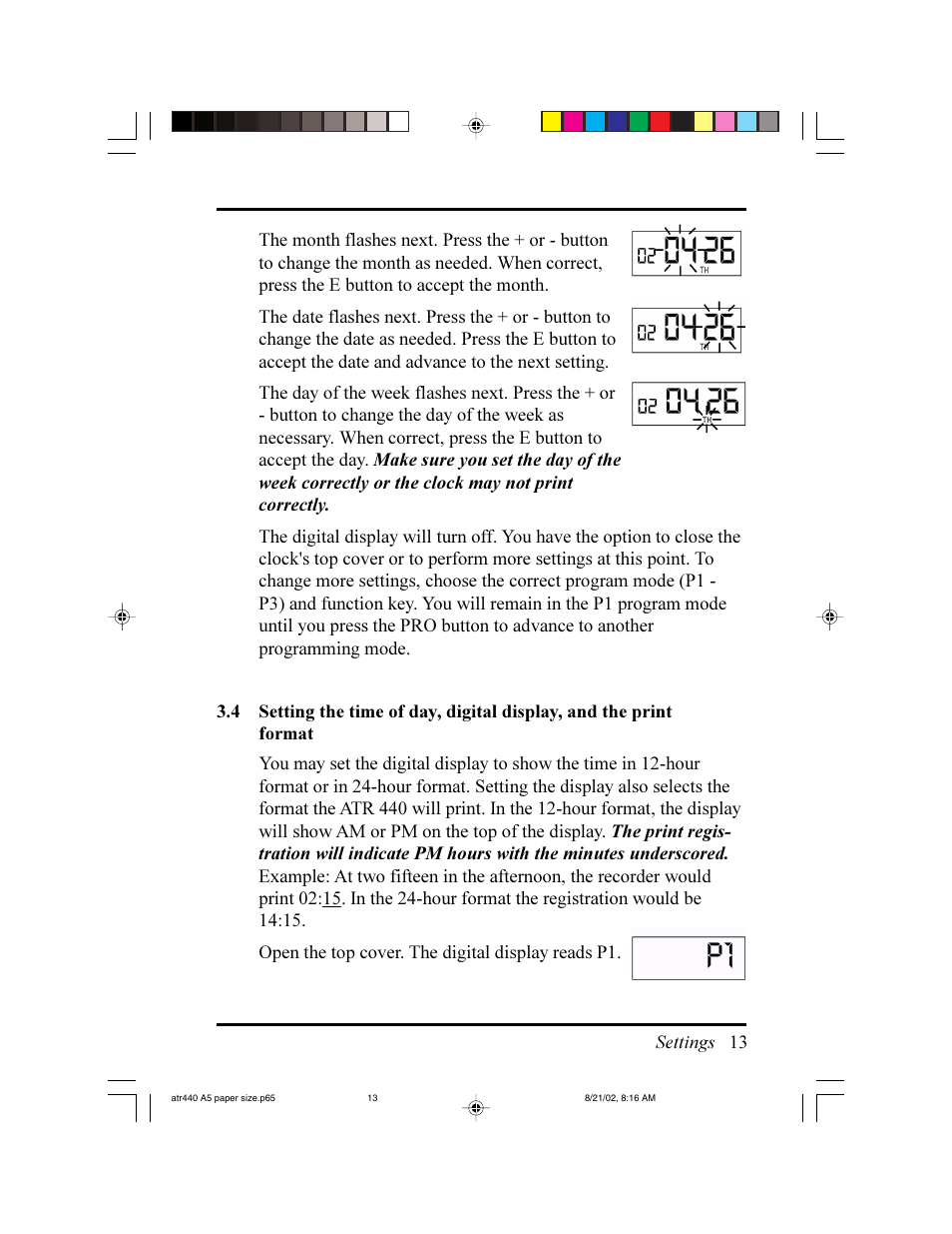 Acroprint ATR440 Payroll Recorder User Manual | Page 13 / 36
