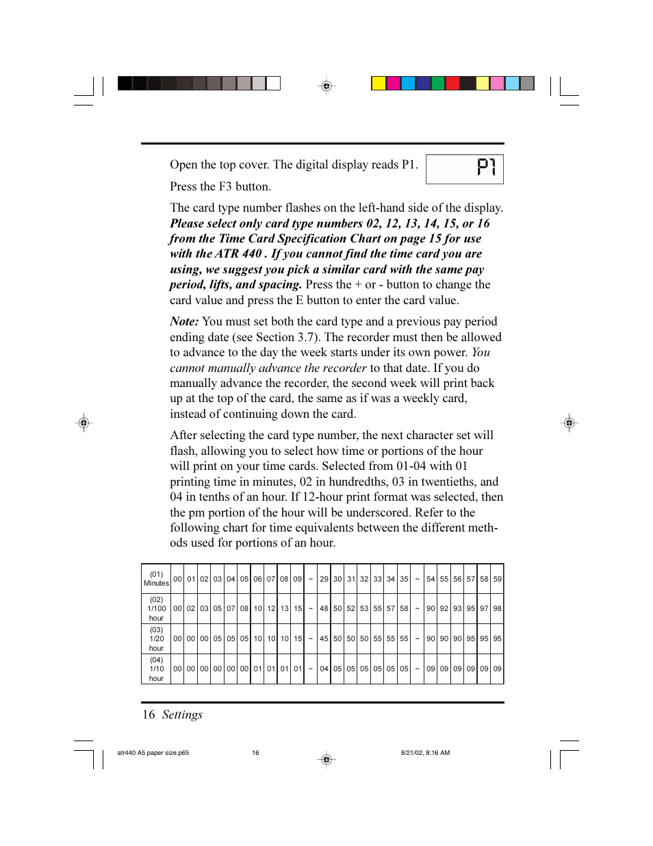 Acroprint ATR440 Payroll Recorder User Manual | Page 16 / 36