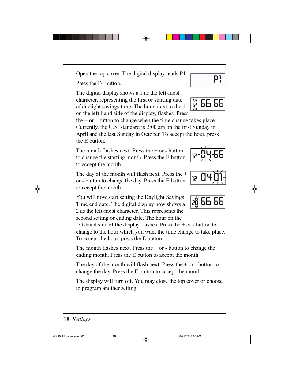 Acroprint ATR440 Payroll Recorder User Manual | Page 18 / 36