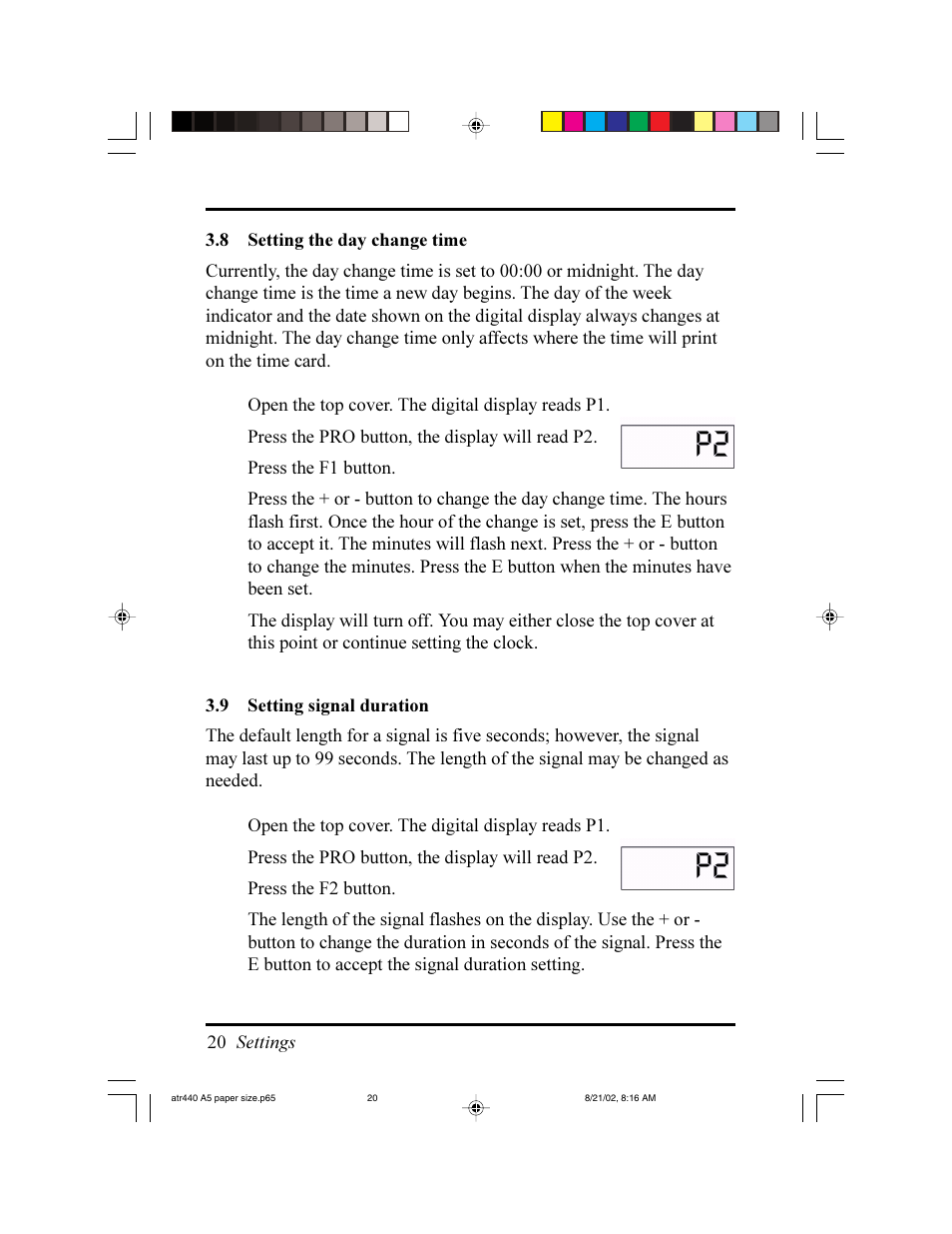 Acroprint ATR440 Payroll Recorder User Manual | Page 20 / 36