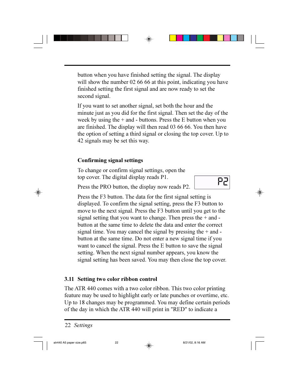 Acroprint ATR440 Payroll Recorder User Manual | Page 22 / 36