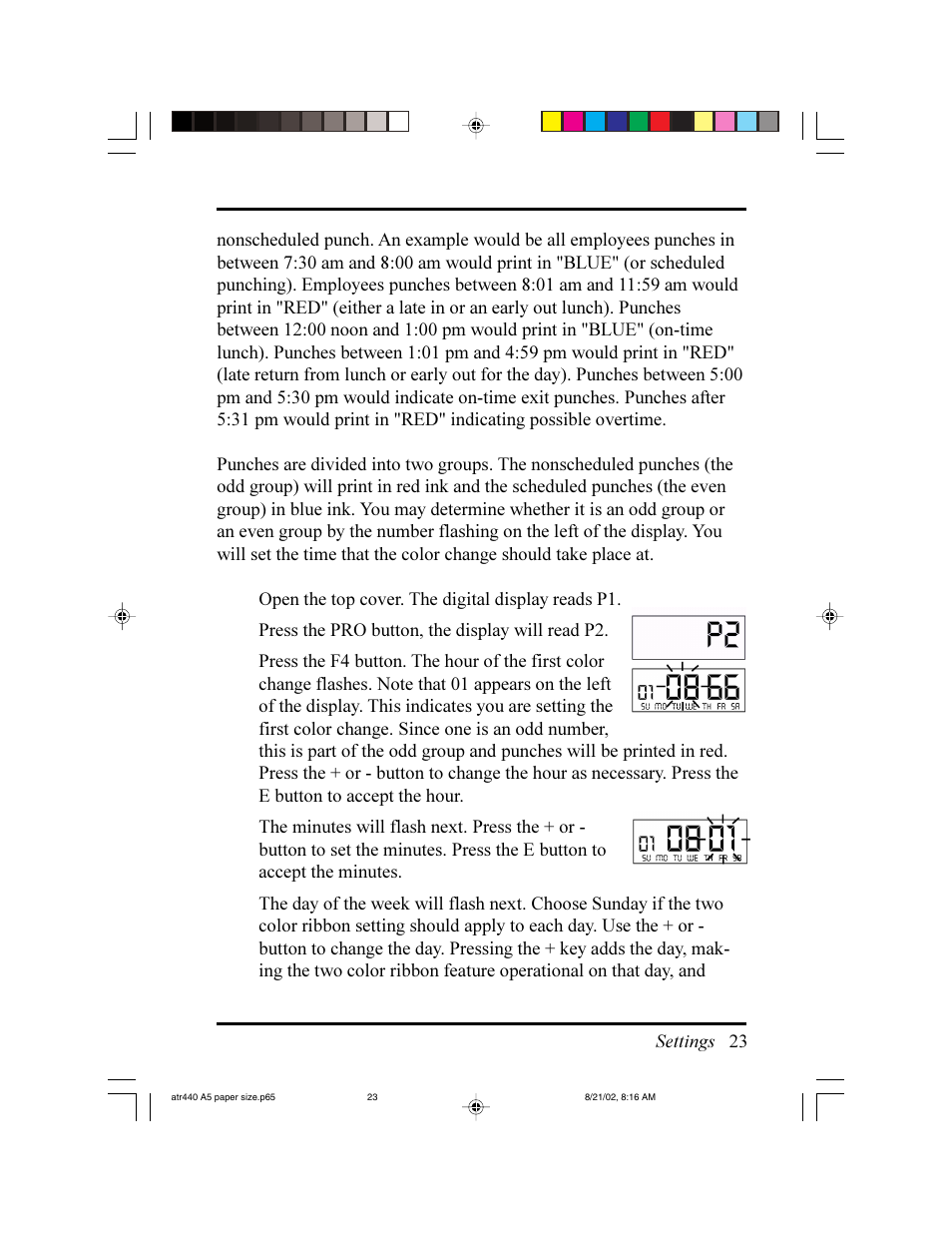 Acroprint ATR440 Payroll Recorder User Manual | Page 23 / 36