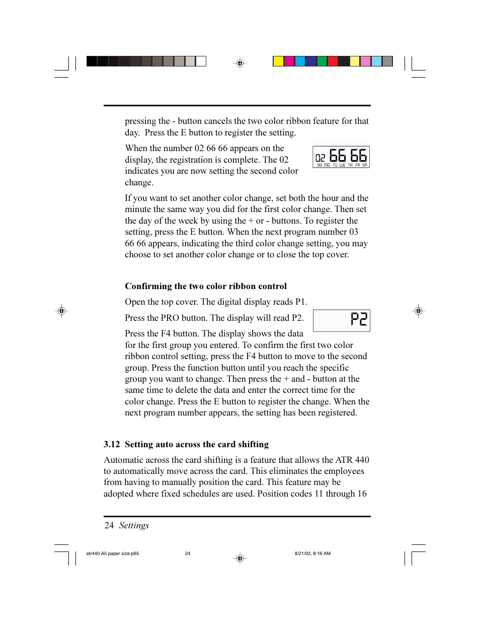 Acroprint ATR440 Payroll Recorder User Manual | Page 24 / 36