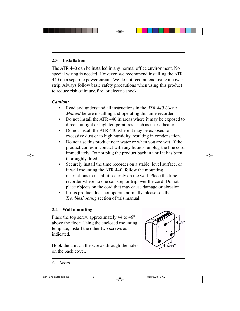 Acroprint ATR440 Payroll Recorder User Manual | Page 6 / 36