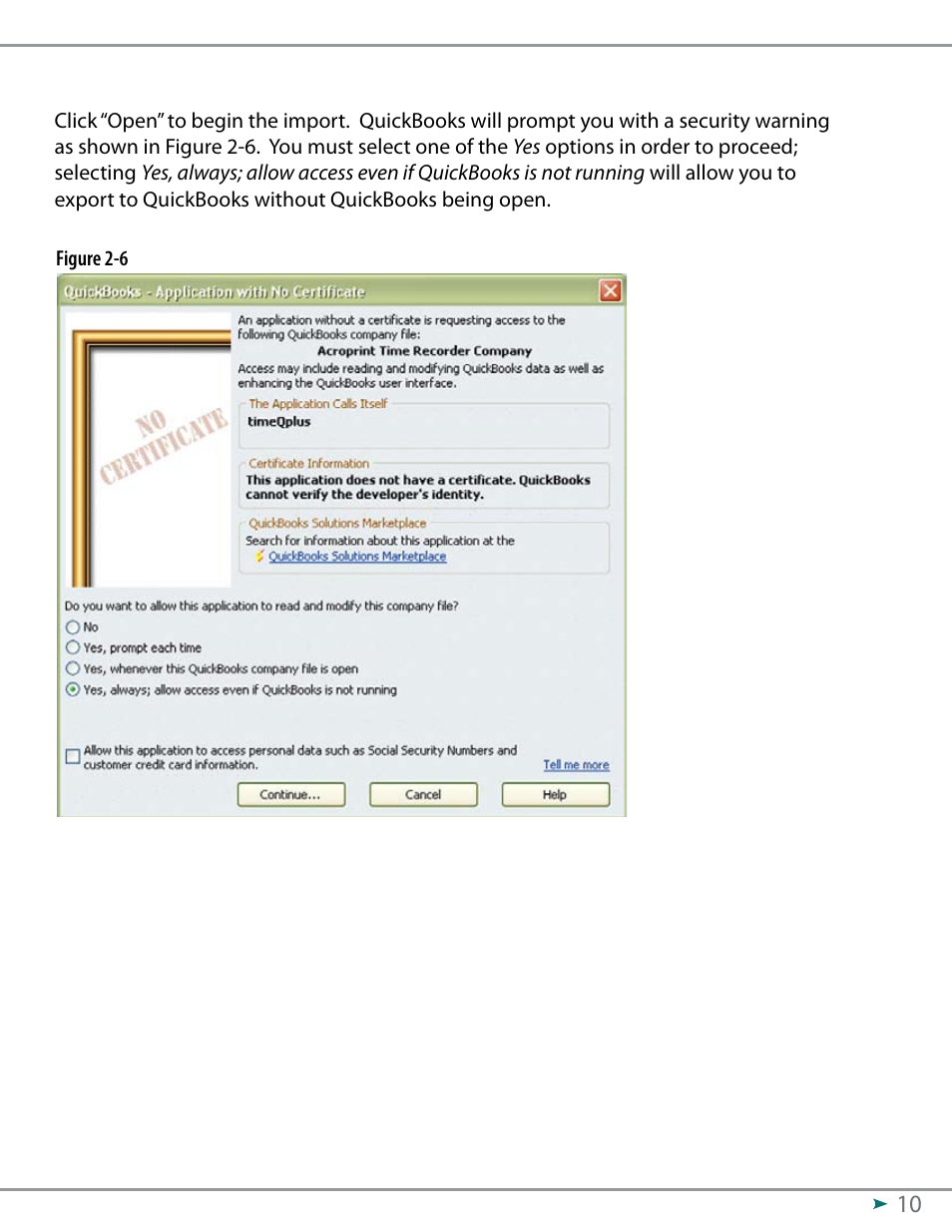 Acroprint QuickBooks Integration Instructions (software version 3.x) User Manual | Page 10 / 30