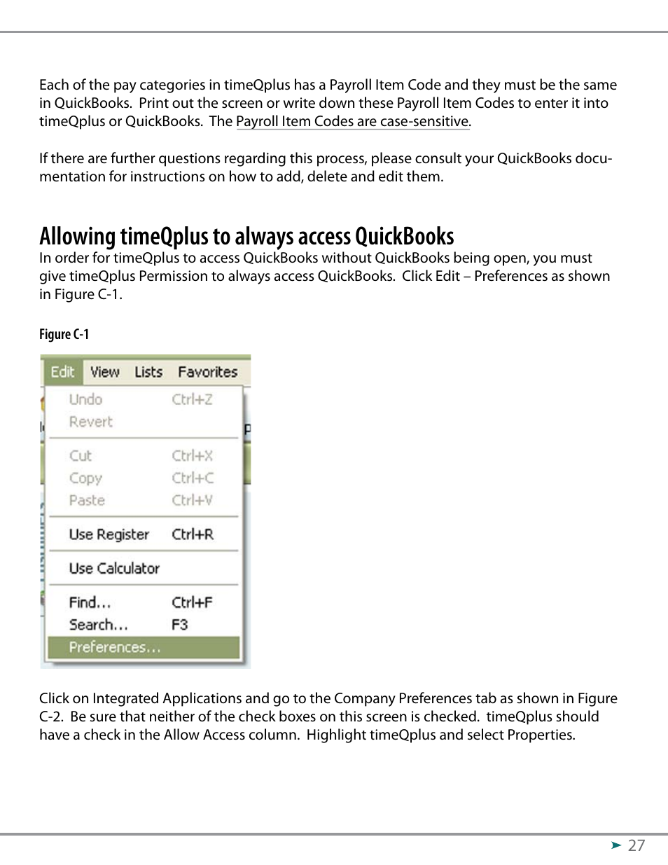 Allowing timeqplus to always access quickbooks | Acroprint QuickBooks Integration Instructions (software version 3.x) User Manual | Page 27 / 30