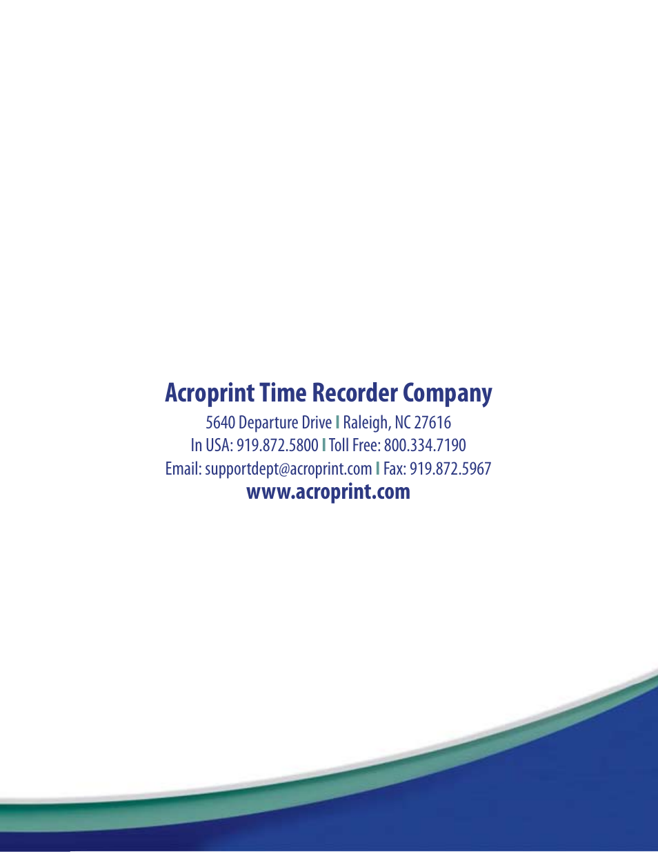Acroprint time recorder company | Acroprint QuickBooks Integration Instructions (software version 3.x) User Manual | Page 30 / 30