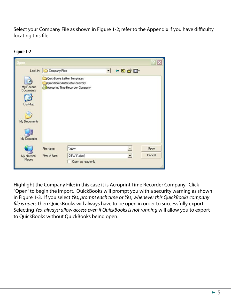 Acroprint QuickBooks Integration Instructions (software version 3.x) User Manual | Page 5 / 30