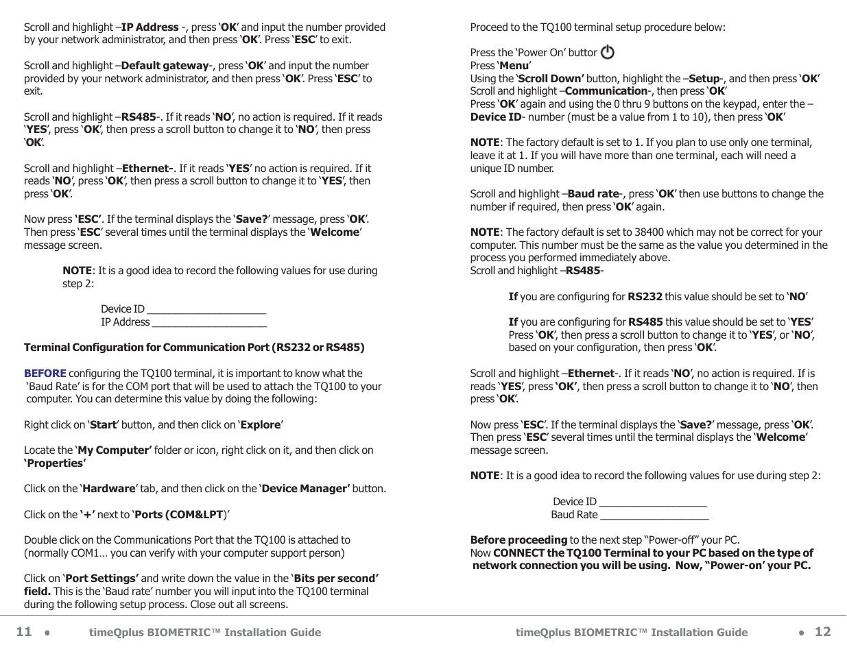 Acroprint timeQplus Biometric (V2) Installation User Manual | Page 12 / 24