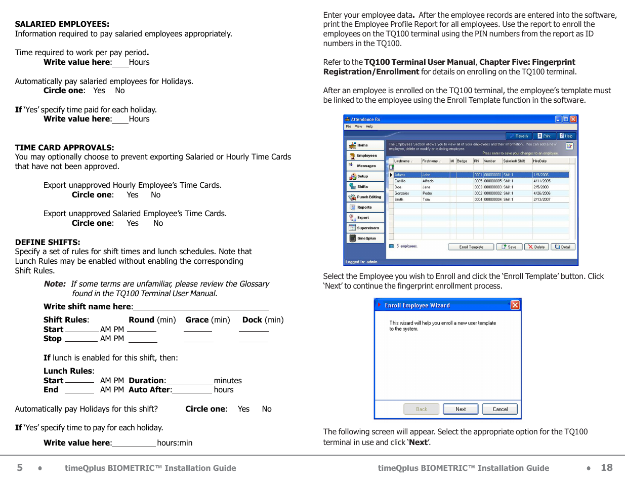 Acroprint timeQplus Biometric (V2) Installation User Manual | Page 6 / 24