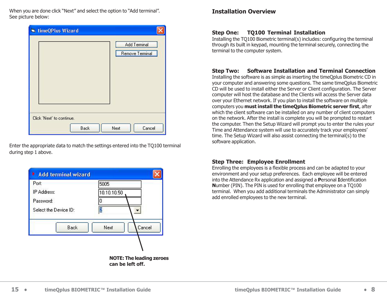 Acroprint timeQplus Biometric (V2) Installation User Manual | Page 9 / 24