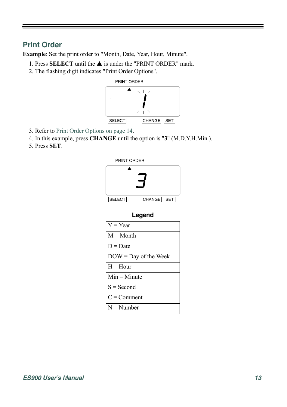 Print order | Acroprint ES900 Electronic Time Recorder User Manual | Page 19 / 80