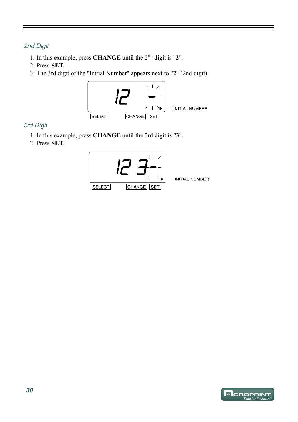 2nd digit, 3rd digit | Acroprint ES900 Electronic Time Recorder User Manual | Page 36 / 80