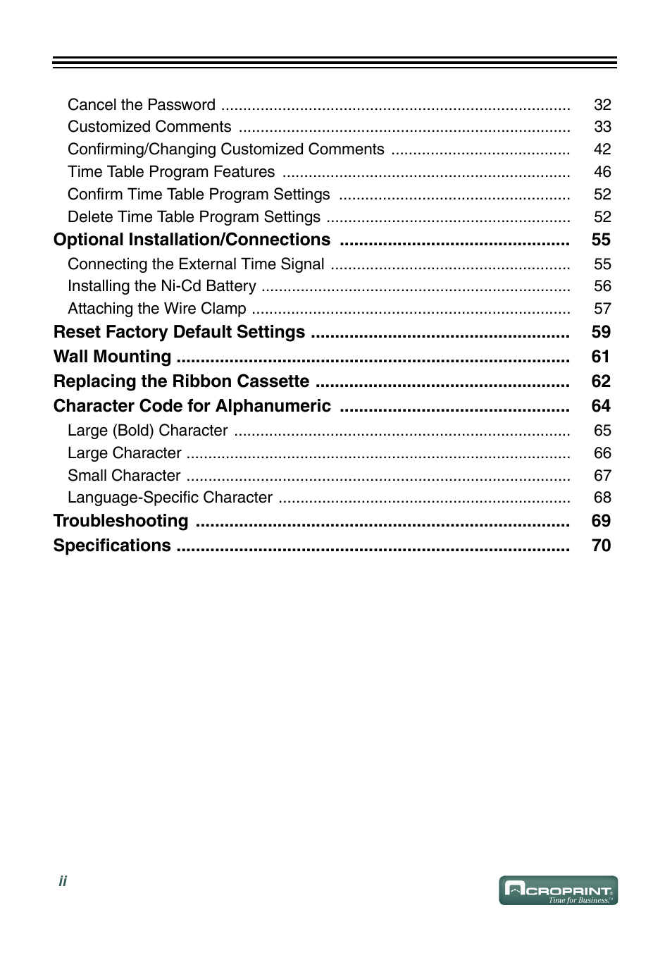 Acroprint ES900 Electronic Time Recorder User Manual | Page 4 / 80