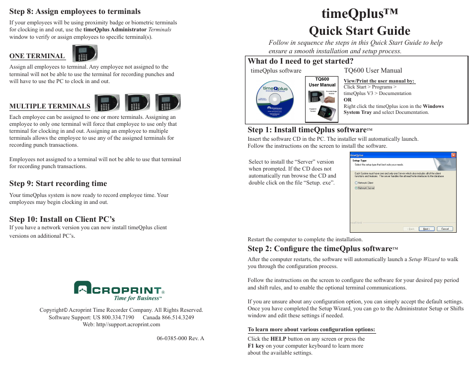 Acroprint timeQplus (software version 3.x) User Manual | 4 pages