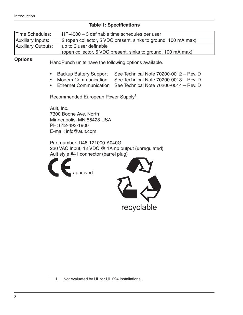 Recyclable | Acroprint HandPunch 4000 User Manual | Page 10 / 101