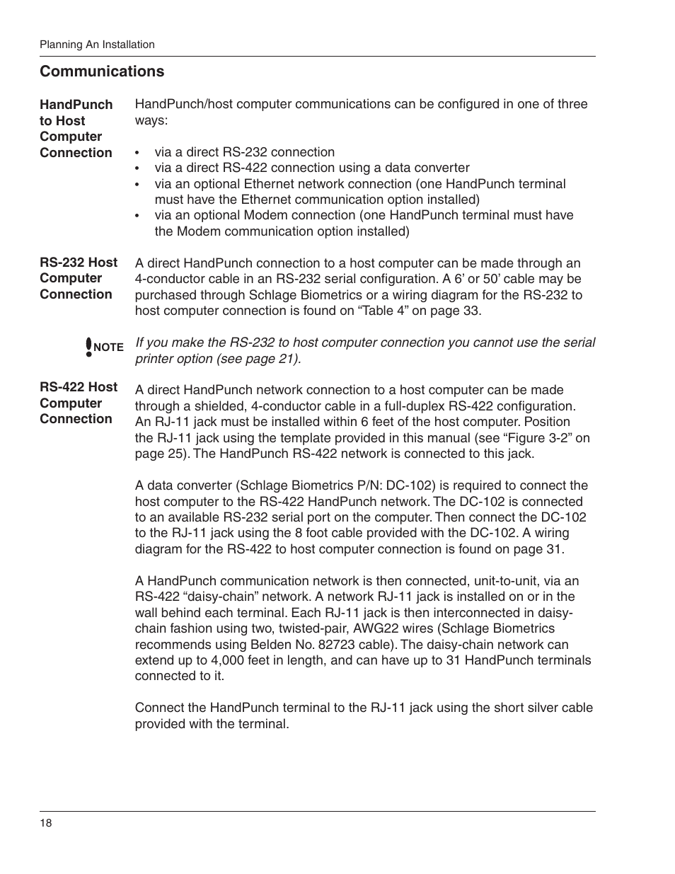 Communications | Acroprint HandPunch 4000 User Manual | Page 20 / 101