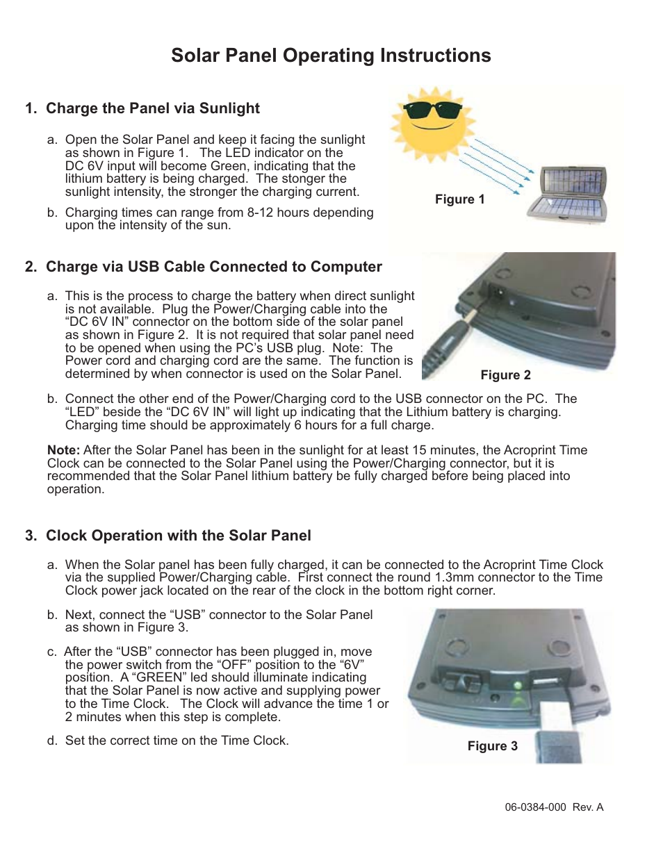 Acroprint SP125 Solar Panel User Manual | 1 page